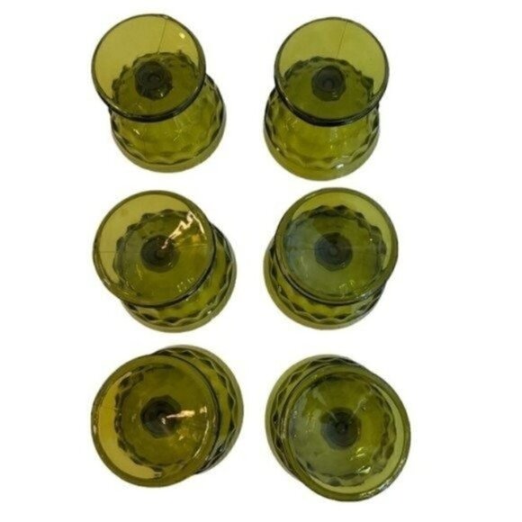 Vintage Champagne Sherbet Whitehall Green (Avocado) by COLONY set of 6 - Picture 3 of 4